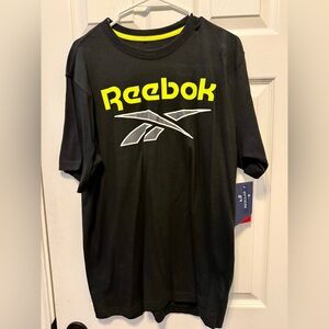 Reebok Men's Black Tee with Yellow Logo